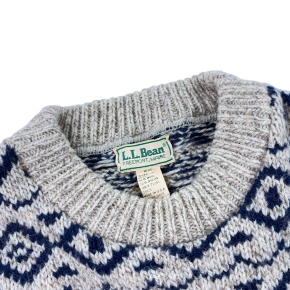 Vintage LL Bean Crewneck Fair Isle Sweater Mens Size XL Wool Blend Made In USA - Picture 5 of 8